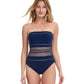 Front View Of Gottex Essentials Onyx Bandeau Strapless One Piece Swimsuit | Gottex Onyx Navy And Gold