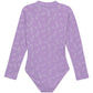 Back View Of Gottex Kids Pineapple Long Sleeve Zip Up Rash Guard One Piece Swimsuit | GOTTEX KIDS PINEAPPLE PURPLE