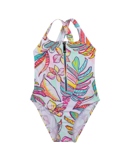 Front View Of Gottex Kids Palm Island Round Neck One Piece Swimsuit | GOTTEX KIDS PALM ISLAND