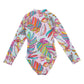 Back View Of Gottex Kids Palm Island Long Sleeve Zip Up Rash Guard One Piece Swimsuit | GOTTEX KIDS PALM ISLAND