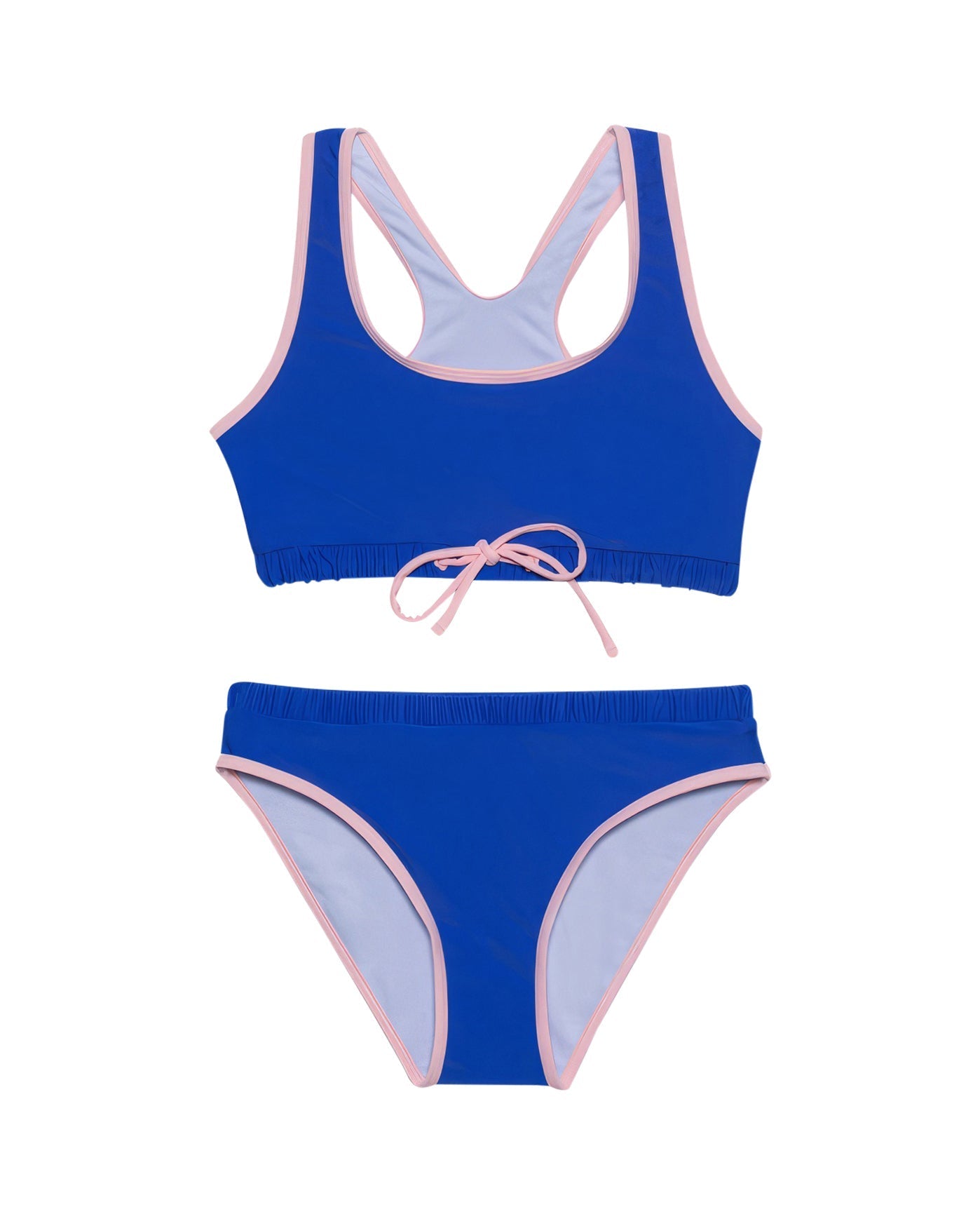 Front View Of Gottex Kids Ocean Sporty Round Neck Bikini Top And Bikini Bottom | GOTTEX KIDS OCEAN BLUE