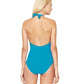Back View Of Gottex Au Naturel Turquoise Halter Surplice One Piece Swimsuit | Gottex Au Naturel Cherry