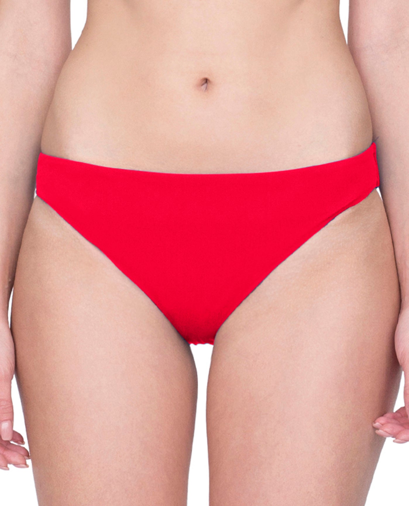 Front View Of Gottex Vista Classic Mid Rise Hipster Bikini Bottom | Gottex Vista Red