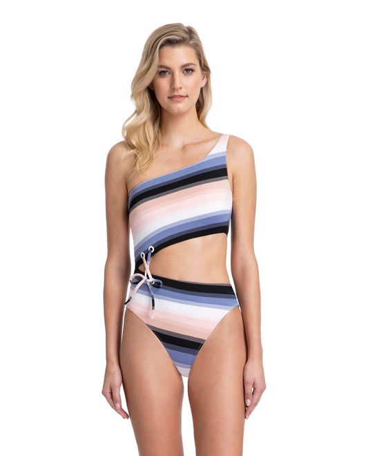 Front View Of Gottex Collection Alba One Shoulder Cut Out Monokini One Piece Swimsuit | Gottex Alba