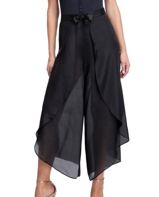 Front View Of Gottex Collection Bardot Cover Up Surplice Pants | Gottex Bardot Black