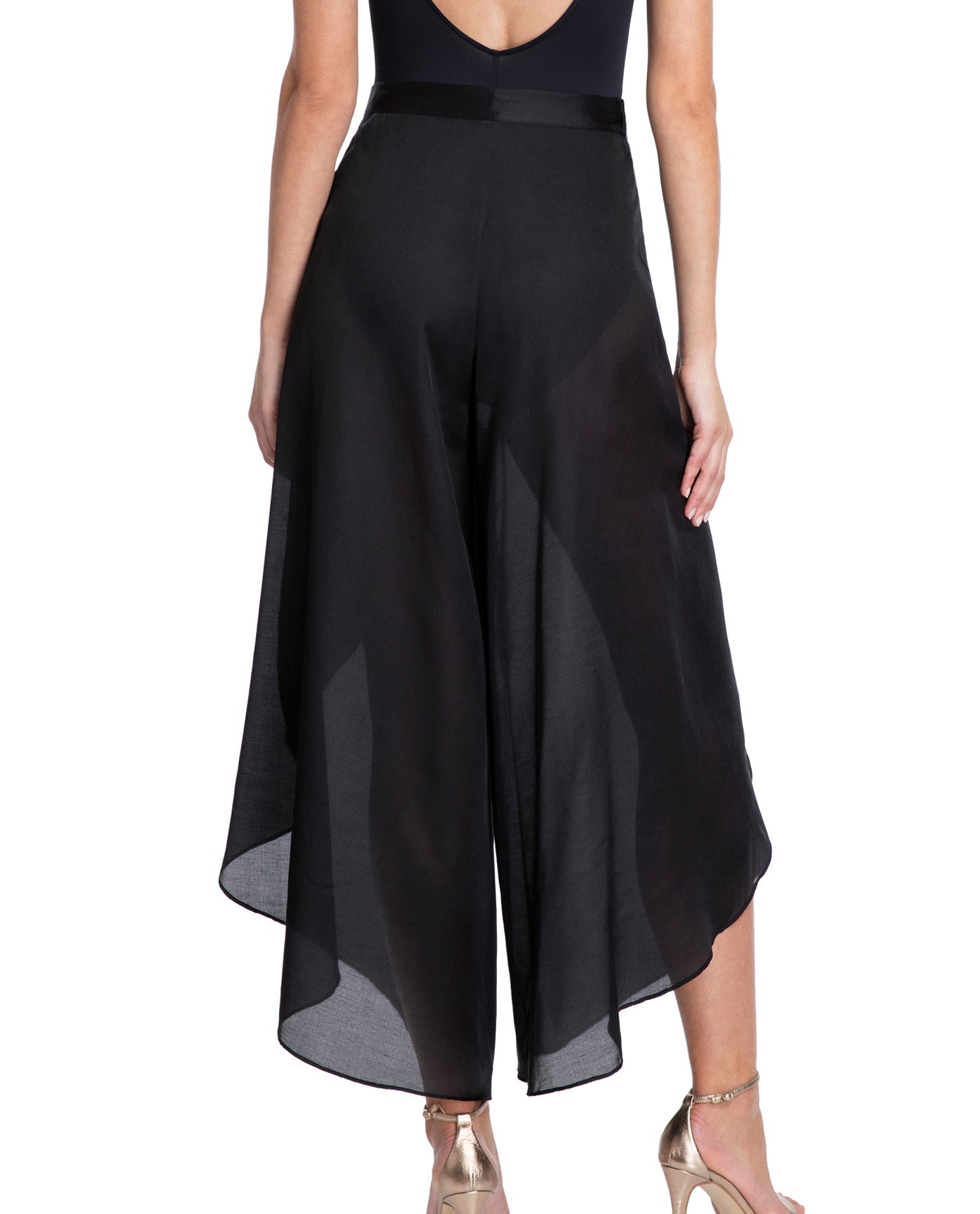 Back View Of Gottex Collection Bardot Cover Up Surplice Pants | Gottex Bardot Black