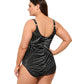 Back View Of Gottex Palla Plus Size Surplice V-Neck Swimsuit | Gottex Palla Black And White