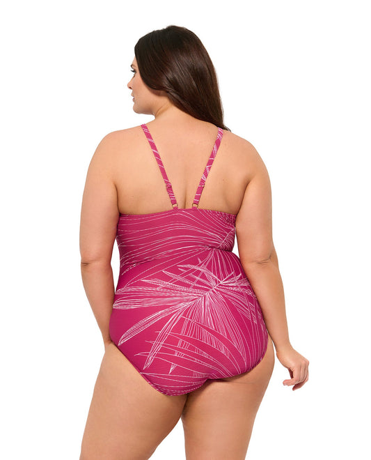 Back View Of Gottex Palla Plus Size High Neck One Piece Swimsuit | Gottex Palla Raspberry