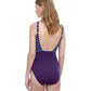 Back View Of Gottex Collection Chic Nautique Round Neck One Piece Swimsuit | Gottex Chic Nautique Navy And Red