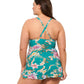 Back View Of Gottex Hitachi Plus Size V-Neck Underwire Swimdress | Gottex Hitachi Light Turquoise