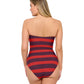 Back View Of Gottex Roses Are Red Dd-Cup Bandeau One Piece Swimsuit | Gottex Roses Are Red Stripes