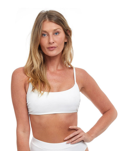 Front View Of Gottex Classics Elle Bralette Bikini Top | Gottex Elle White