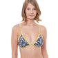 Front View Of Luma Shimmering Daisies Triangle Bikini Top | LUMA SHIMMERING DAISIES NAVY AND GOLD