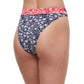 Back View Of Luma Shimmering Daisies High Leg Sexy Bikini Bottom | LUMA SHIMMERING DAISIES NAVY AND RED