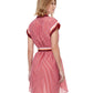 Back View Of Luma Stripes Of Light Cover Up Shirt Dress With Tie | LUMA STRIPES OF LIGHT PEACH