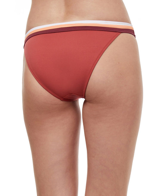Back View Of Luma Stripes Of Light High Leg Sexy Bikini Bottom | LUMA STRIPES OF LIGHT PEACH