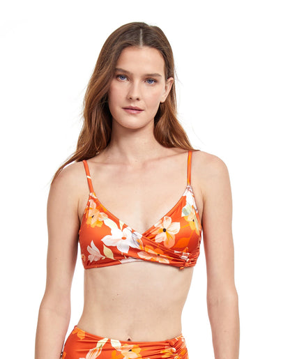 Front View Of Gottex Classic Amore V-Neck Surplice Bikini Top | Gottex Amore Spice