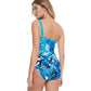 Back View Of Gottex Essentials Floral Art One Shoulder One Piece Swimsuit | Gottex Floral Art Blue