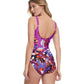 Back View Of Gottex Essentials Floral Art Full Coverage Square Neck One Piece Swimsuit | Gottex Floral Art Plum