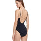 Back View Of Gottex Classic Golden Touch Round Neck One Piece Swimsuit | Gottex Golden Touch Black