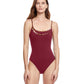 Front View Of Gottex Classic Golden Touch Round Neck One Piece Swimsuit | Gottex Golden Touch Wine