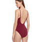 Back View Of Gottex Classic Golden Touch Round Neck One Piece Swimsuit | Gottex Golden Touch Wine