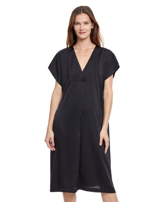 Front View Of Gottex Classic Golden Touch V-Neck Long Tunic | Gottex Golden Touch Black