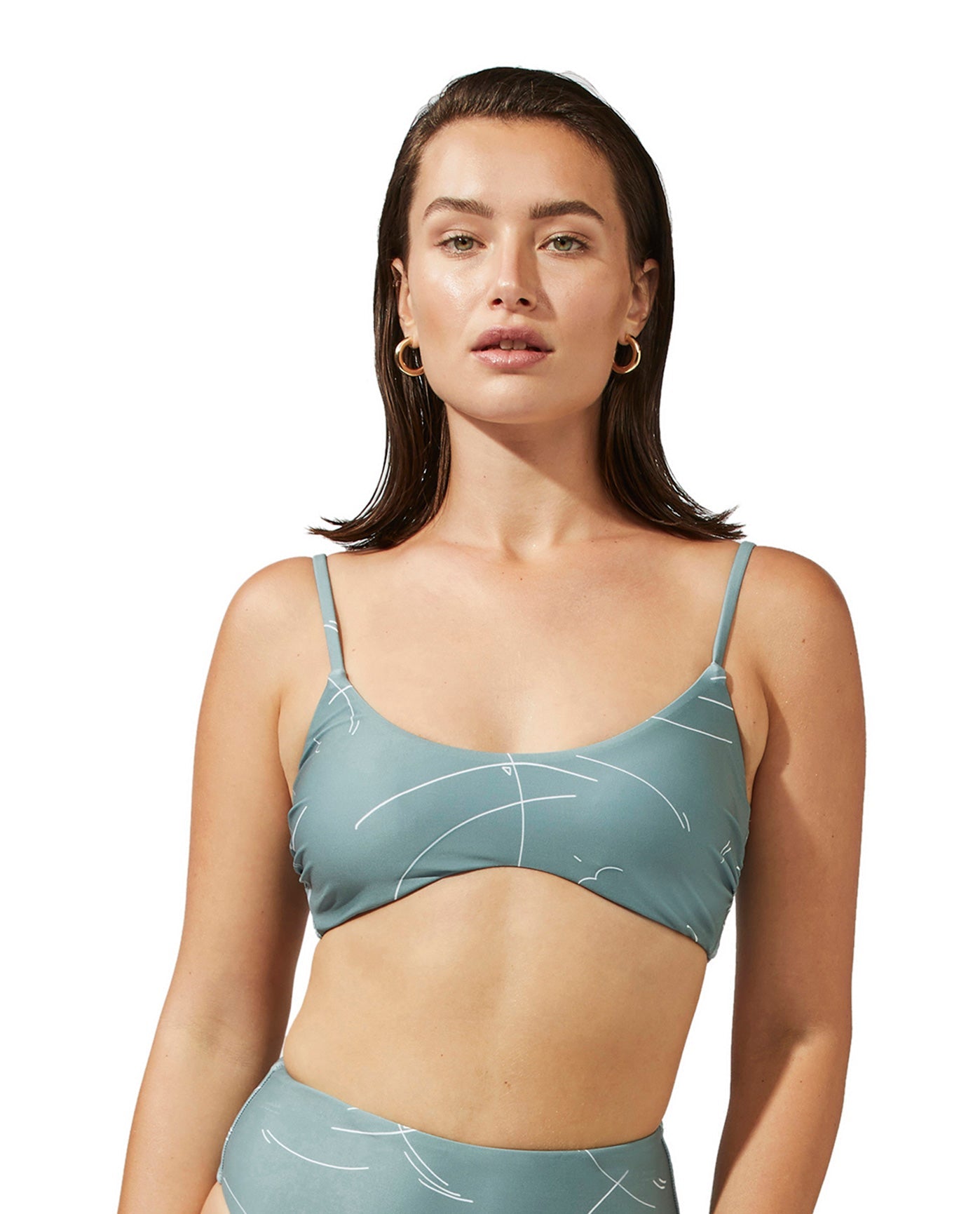 Front View Of Luma Harmony Bralette Bikini Top | LUMA HARMONY DUST GREEN