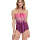 Front View Of Gottex Essentials Moroccan Sky Bandeau Strapless One Piece Swimsuit | Gottex Moroccan Sky Plum