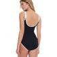 Back View Of Gottex Essentials Sail To Sunset Full Coverage Square Neck One Piece Swimsuit | Gottex Sail To Sunset Black And White