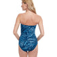 Back View Of Gottex Essentials Wildlife Bandeau One Piece Swimsuit | Gottex Wildlife Blue