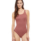 Front View Of Gottex Essentials African Escape Mastectomy High Neck One Piece Swimsuit | Gottex African Escape Rose Taupe