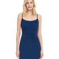 Front View Of Gottex Classic Dolce Vita Shirred Lycra Cover Up Dress | Gottex Dolce Vita Navy