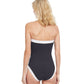 Back View Of Gottex Classic High Class Bandeau Strapless One Piece Swimsuit | Gottex High Class Black And White