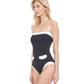 Side View View Of Gottex Classic High Class Bandeau Strapless One Piece Swimsuit | Gottex High Class Black And White