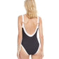 Back View Of Gottex Classic High Class Full Coverage Square Neck One Piece Swimsuit | Gottex High Class Black And White