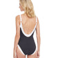 Back View Of Gottex Classic High Class V-Neck Surplice One Piece Swimsuit | Gottex High Class Black And White