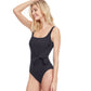 Side View View Of Gottex Classic Luna Full Coverage Square Neck Side Tie One Piece Swimsuit | Gottex Luna Black
