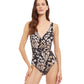 Front View Of Gottex Essentials Miss Butterfly Full Coverage Surplice One Piece Swimsuit | Gottex Miss Butterfly Brown