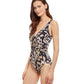 Side View View Of Gottex Essentials Miss Butterfly Full Coverage Surplice One Piece Swimsuit | Gottex Miss Butterfly Brown