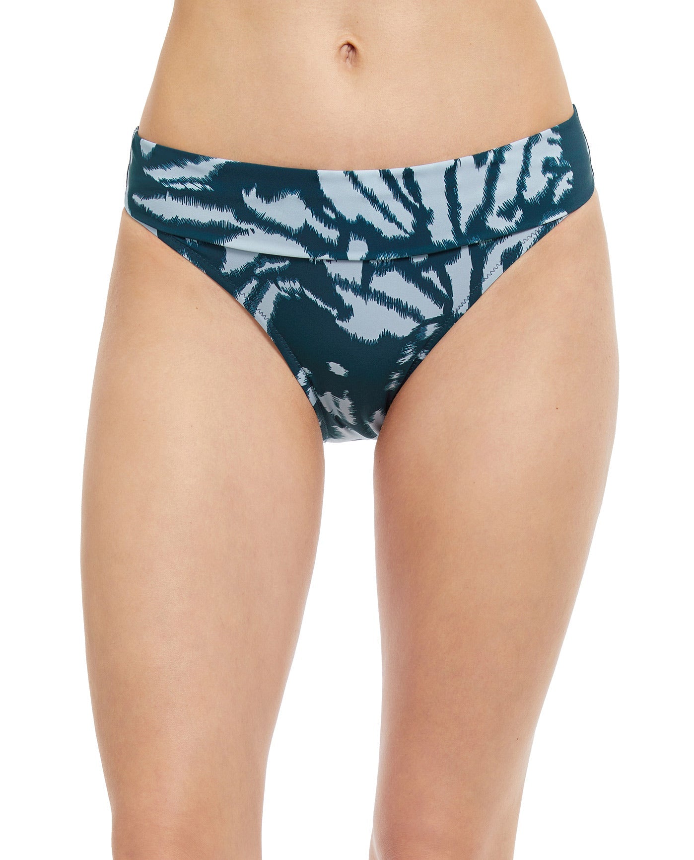 Front View Of Gottex Essentials Miss Butterfly Transformable Foldover Bikini Bottom | Gottex Miss Butterfly Blue