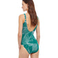 Back View Of Gottex Essentials Natural Essence Mastectomy High Neck One Piece Swimsuit | Gottex Natural Essence Green And White