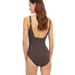Back View Of Gottex Essentials Onyx Square Neck One Piece Swimsuit | Gottex Onyx Brown And Gold
