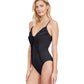 Side View View Of Gottex Classic Queen Of Paradise V-Neck One Piece Swimsuit | Gottex Queen Of Paradise Black