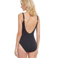 Back View Of Gottex Classic Queen Of Paradise Shaped Square Neck One Piece Swimsuit | Gottex Queen Of Paradise Black