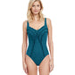 Front View Of Gottex Classic Queen Of Paradise Shaped Square Neck One Piece Swimsuit | Gottex Queen Of Paradise Peacock