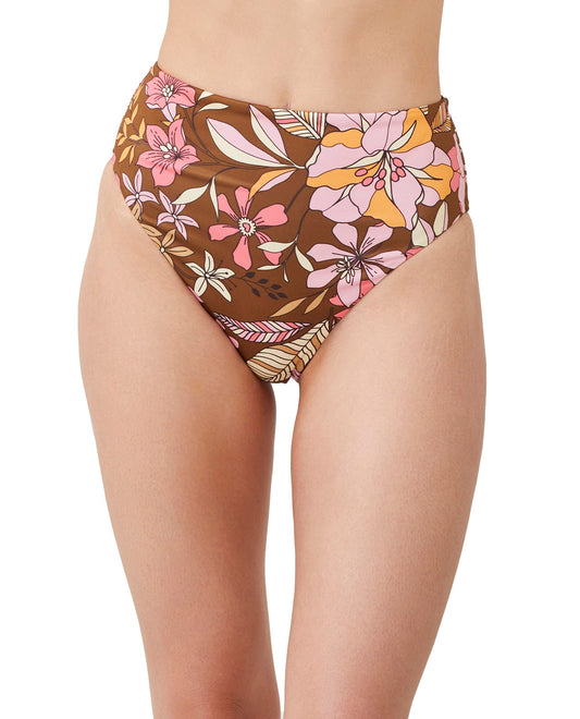 Front View Of Luma Resort Flower High Leg High Waist Bikini Bottom | LUMA RESORT FLORAS