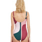 Back View Of Gottex Classic Retro Groove Full Coverage Square Neck One Piece Swimsuit | Gottex Retro Groove Pink