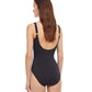 Back View Of Gottex Essentials Simple Elegance Full Coverage Surplice One Piece Swimsuit | Gottex Simple Elegance Black And White