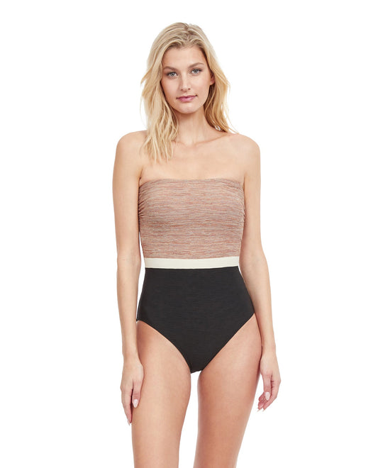 Front View Of Gottex Classic Serenity Bandeau Strapless One Piece Swimsuit | Gottex Serenity